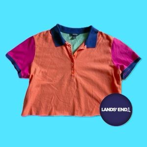 🌼🌸Lands’ End Cropped Color-block Collard Top🌼🌸